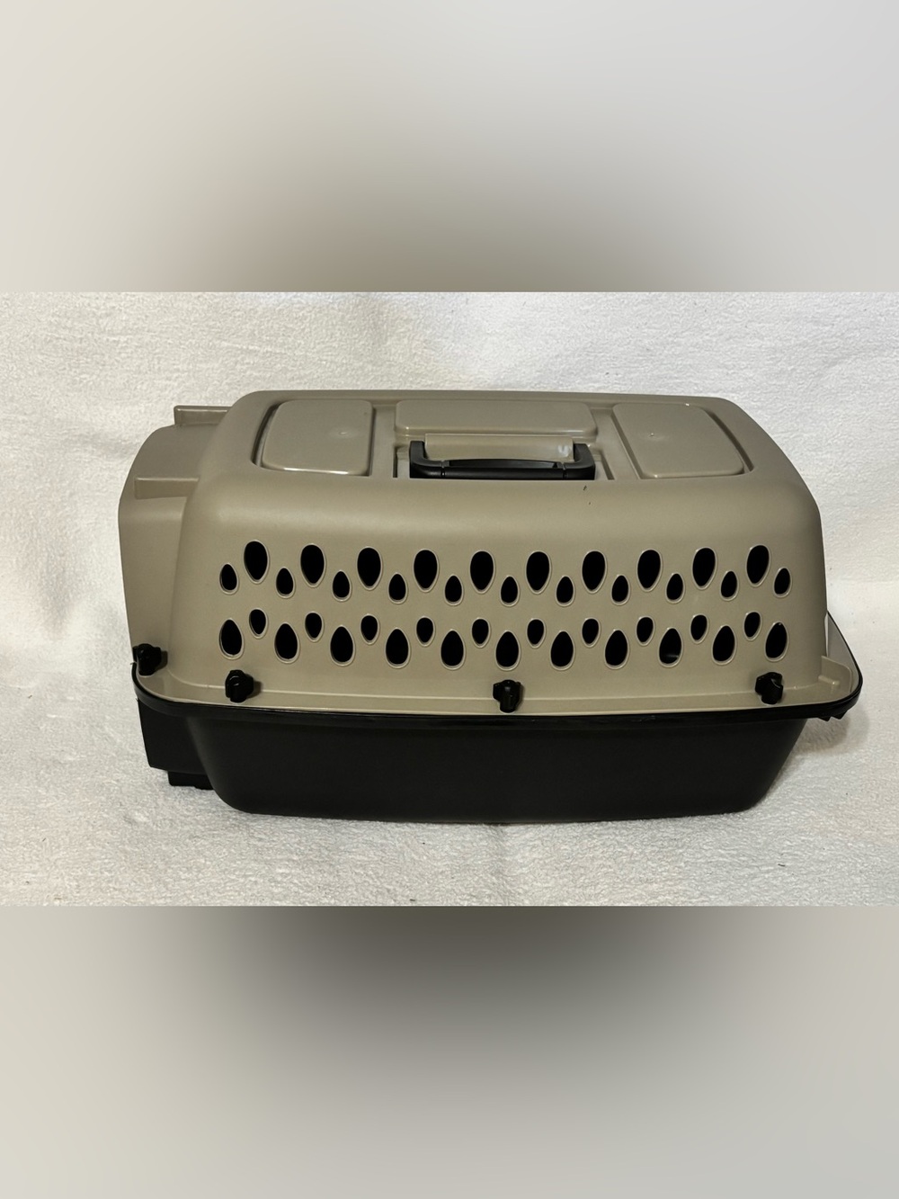 Pet Carrier Travel Crate - Beige and Black